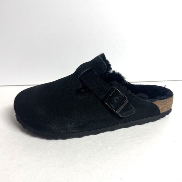 Birkenstock Womens Boston Clog Black Suede Size EU41 N US10 - Picture 1 of 5